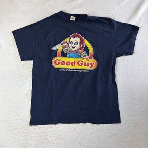 Gildan T-Shirt Mens L Navy Chucky Good Guy Horror Movie Graphic